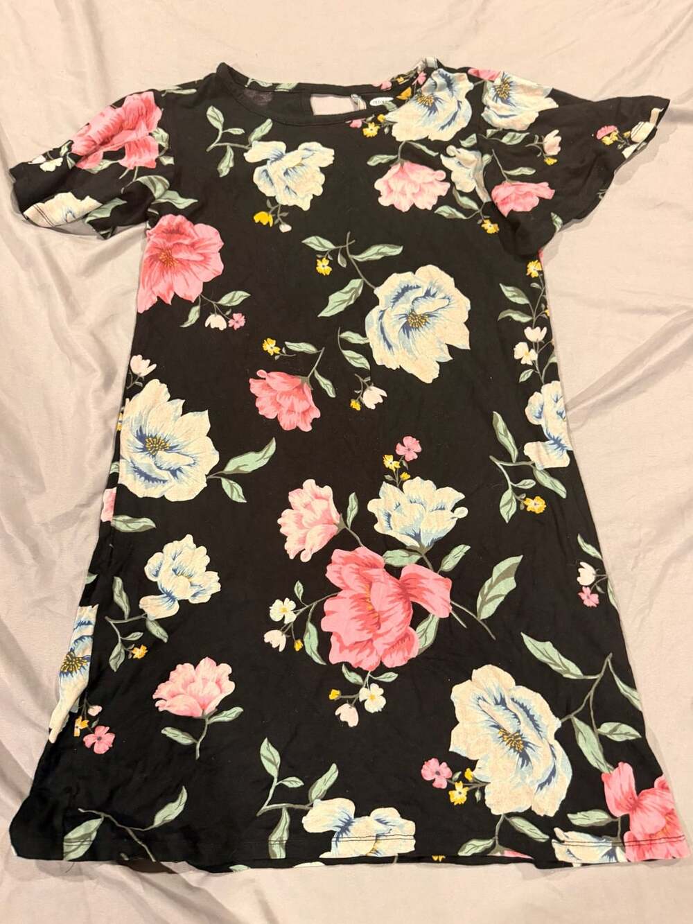 Old Navy Floral T-Shirt Dress Black Girls L